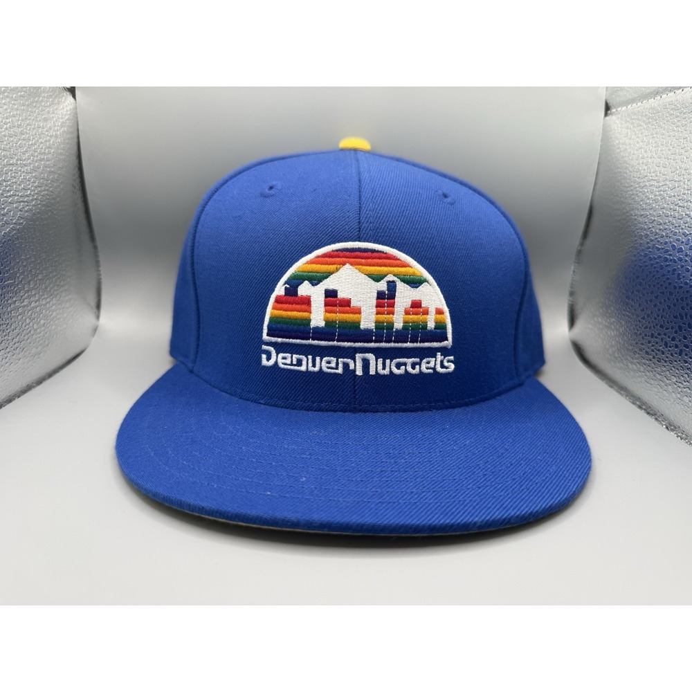 Denver Nuggets Mitchell & Ness Hardwood Classics Fitted Hat 7 1/4 Blue Rainbow